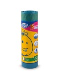 15 Sacchi immondizia 53x65cm 40Lt 25µ Blu con maniglie 632LX01