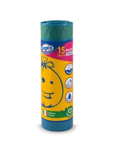15 Sacchi immondizia 53x65cm 40Lt 25µ Blu con maniglie 632LX01