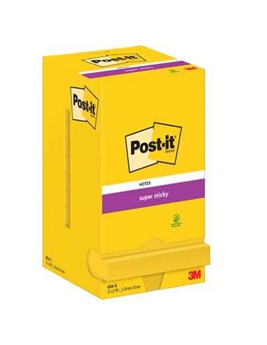 BLOCCO 90foglietti Post-it® Super Sticky 654-S 76x76mm GIALLO ORO 7100290189 POST-IT BLOCCHI ADESIVI-DISPENSER