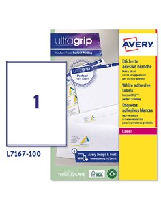 Etichetta adesiva L7167 bianca 100fg A4 199,6x289,1mm (1et/fg) Avery L7167-100 AVERY ETICHETTE CARTA COPY-LASER-INKJET