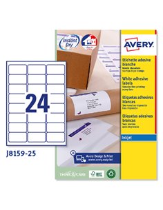 Etichetta adesiva J8159 bianca 25fg A4 63,5x33,9mm (24et/fg) inkjet Avery J8159-25 AVERY ETICHETTE CARTA COPY-LASER-INKJET