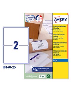 Etichetta adesiva J8168 bianca 25fg A4 199,6x143,5mm (2et/fg) inkjet Avery J8168-25 AVERY ETICHETTE CARTA COPY-LASER-INKJET