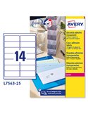 Poliestere adesivo L7563 trasparente 25fg A4 99,1x38,1mm (14et/fg) laser Avery L7563-25