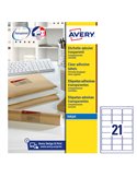 Poliestere adesivo J8560 trasparente 25fg A4 63,5x38,1mm (21et/fg) inkjet Avery J8560-25