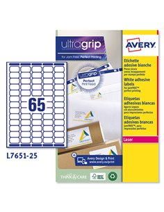 Etichette adesive L7651 bianche 25fg A4 38,1x21,2mm (65et/fg) laser Avery L7651-25 AVERY ETICHETTE CARTA COPY-LASER-INKJET