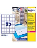 Poliestere adesivo L7551 trasparente 25fg A4 38,1X21,2mm (65et/fg) laser Avery L7551-25