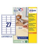 Etichetta adesiva L4737REV bianca rimovibili 25fg A4 63,5x29,6mm (27et/f) laser L4737REV-25
