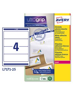 Etichetta adesiva L7171 bianca coprenti 25fg A4 200x60mm (4et/fg) Avery L7171-25 AVERY ETICHETTE CARTA COPY-LASER-INKJET