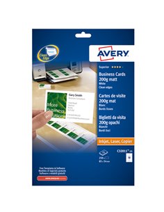 250 BIGLIETTI VISITA 85x54mm BIANCO LASER 200gr QuickClean™ AVERY C32011-25 AVERY BIGLIETTI DA VISITA
