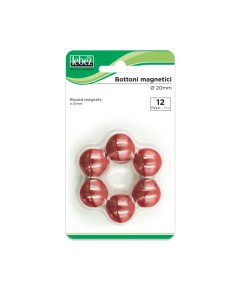 BLISTER 12 MAGNETI MR-20 ROSSO DIAM.20MM MR-20-R LEBEZ MAGNETI E SPILLI CARTOGRAFICI