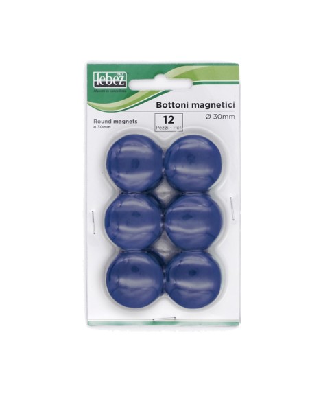 BLISTER 12 MAGNETI MR-30 BLU DIAM.30MM MR-30-BL LEBEZ MAGNETI E SPILLI CARTOGRAFICI