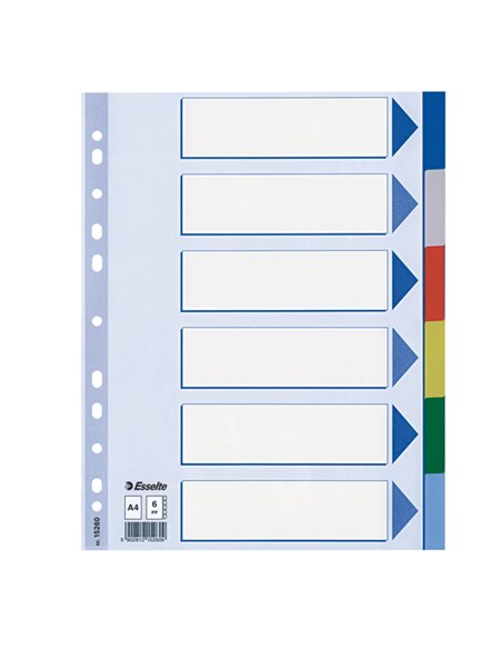 Separatore neutro in PPL 6 tasti colorati f.to A4 ESSELTE 15260