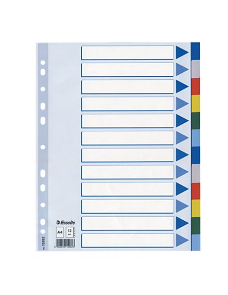 Separatore neutro in PPL 12 tasti colorati f.to A4 ESSELTE 15262