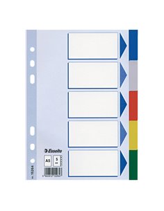 Separatore neutro in PPL 5 tasti colorati f.to A5 ESSELTE 15264 ESSELTE DIVISORI-SEPARATORI CON TASTI NEUTRI