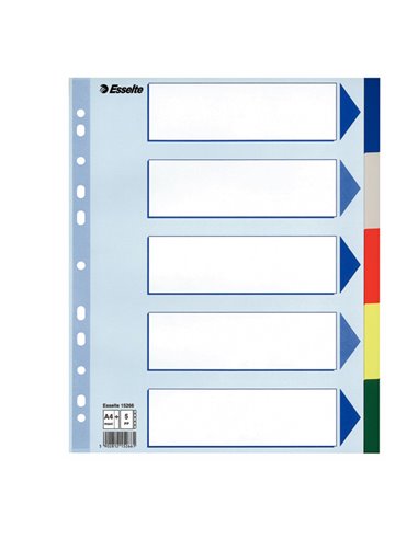 Separatore neutro in PPL 5 tasti colorati f.to A4 MAXI 24,5x29,7cm ESSELTE 15266 ESSELTE DIVISORI-SEPARATORI CON TASTI NEUTRI