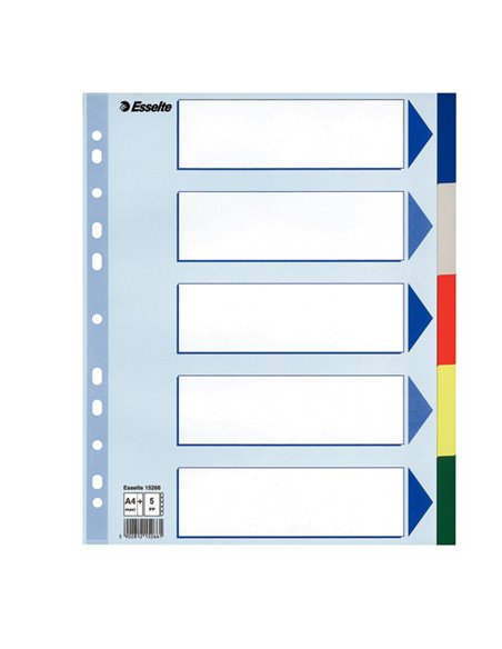 Separatore neutro in PPL 5 tasti colorati f.to A4 MAXI 24,5x29,7cm ESSELTE 15266 ESSELTE DIVISORI-SEPARATORI CON TASTI NEUTRI