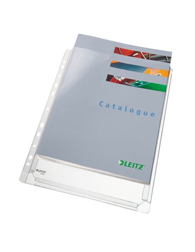 10 BUSTE FORATE C/SOFFIETTO 22X30 IN PVC LEITZ 47561003 LEITZ BUSTE A PERFORAZIONE UNIVERSALE