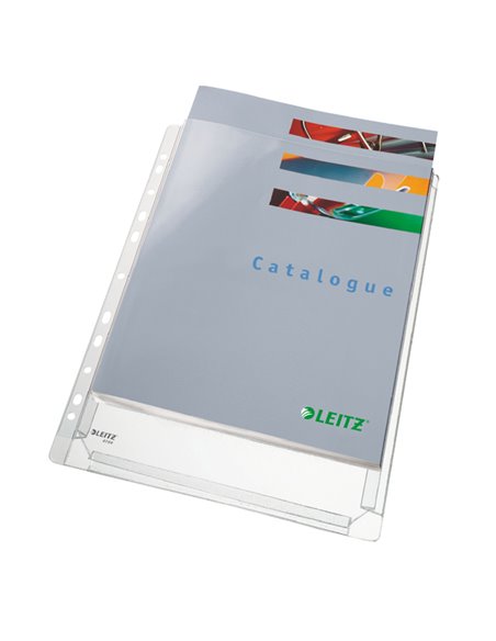 10 BUSTE FORATE C/SOFFIETTO 22X30 IN PVC LEITZ 47561003 LEITZ BUSTE A PERFORAZIONE UNIVERSALE