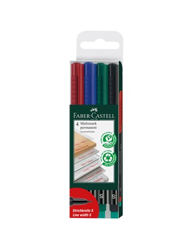 BUSTA 4 COLORI PENNARELLO MULTIMARK 0,4mm SUPERFINE FABER-CASTELL 152304