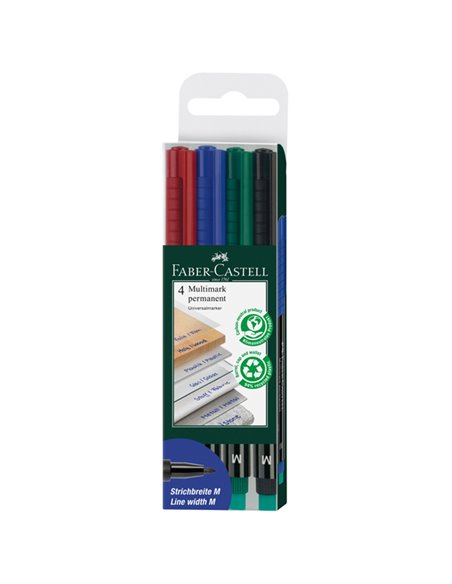 BUSTA 4 COLORI PENNARELLO MULTIMARK 1,0mm MEDIO FABER-CASTELL 152504 FABER-CASTELL PERMANENTI