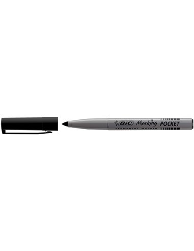 SCATOLA 12 MARCATORI POCKET 1445 NERO P.TONDA PERMANENTE BIC 8209022 BIC PERMANENTI