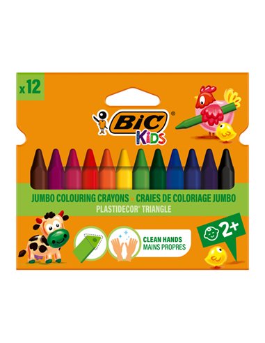 ASTUCCIO 12 PASTELLI KIDS PLASTIDECOR TRIANGLE BIC 8297733 BIC KIDS PASTELLI COLORATI