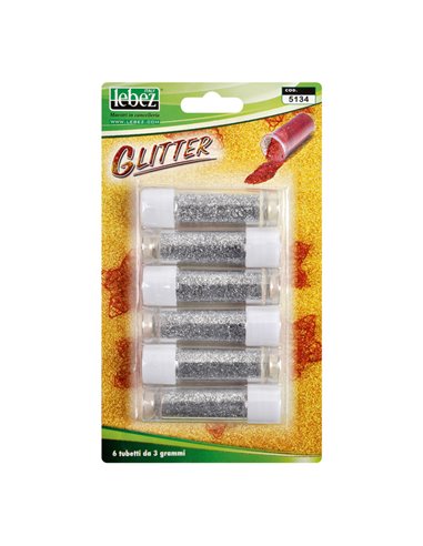 BUSTA 6 TUBI PORPORINA ARGENTO 2GR LEBEZ 5134-AG LEBEZ GLITTER E PORPORINA