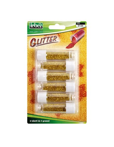 BUSTA 6 TUBI PORPORINA ORO 2GR LEBEZ 5134-O LEBEZ GLITTER E PORPORINA