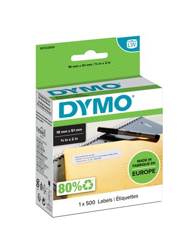 ROTOLO 500 ETICHETTE MULTIUSO RIMOV. 19X51MM X DYMO LW 113550 S0722550 DYMO ETICHETTE-NASTRI-TAMPONI PER ETICHETTATRICI E PRE...