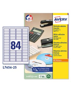 Etichette adesive L7656 bianche 25fg A4 46x11,1mm (84et/fg) inkjet/laser Avery L7656-25 AVERY ETICHETTE IN FOGLIETTI