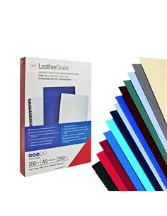 100 COPERTINE LEATHERGRAIN 250GR A3 NERO GOFFRATO T22410029 GBC CARTELLINE E COPERTINE PER RILEGATURE