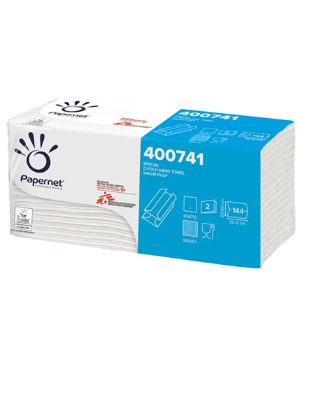 Pacco 144 asciugamani piegati a C Goffrato onda+ Ecolabel Papernet 400741
