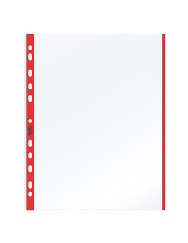10 BUSTE FORATE 21x29.7cm C/BANDA COLORE ROSSO 01/0165 100460030 FAVORIT BUSTE A PERFORAZIONE UNIVERSALE