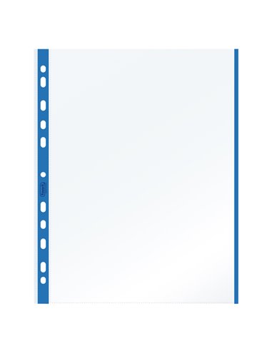 10 BUSTE FORATE 21x29.7cm C/BANDA COLORE BLU 01/0165 100460032 FAVORIT BUSTE A PERFORAZIONE UNIVERSALE