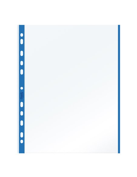 10 BUSTE FORATE 21x29.7cm C/BANDA COLORE BLU 01/0165 100460032 FAVORIT BUSTE A PERFORAZIONE UNIVERSALE