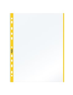 10 BUSTE FORATE 21x29.7cm C/BANDA COLORE GIALLO 01/0165 100460029 FAVORIT BUSTE A PERFORAZIONE UNIVERSALE