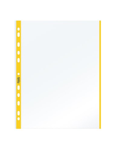 10 BUSTE FORATE 21x29.7cm C/BANDA COLORE GIALLO 01/0165 100460029 FAVORIT BUSTE A PERFORAZIONE UNIVERSALE