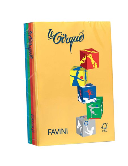 Carta LECIRQUE A4 80gr 500fg mix 5 colori intensi FAVINI A71X514 FAVINI COLORATA