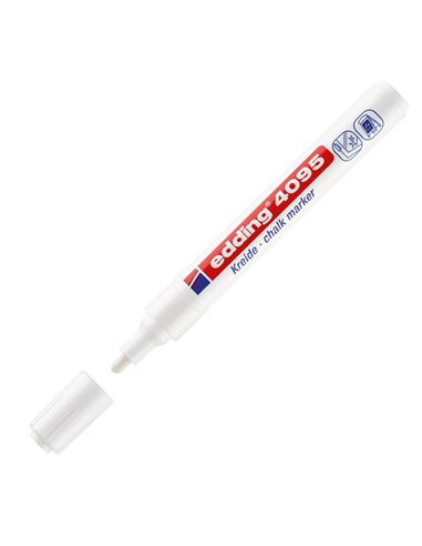 Marcatore EDDING 4095 punta conica gesso liquido bianco E-4095 049 EDDING SPECIALI (CD-VETRO-TESSUTI-ECC.)