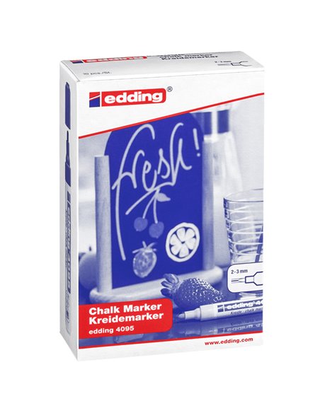 Marcatore EDDING 4095 punta conica gesso liquido bianco E-4095 049 EDDING SPECIALI (CD-VETRO-TESSUTI-ECC.)