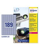 Poliestere adesivo L6008 argento 20fg A4 25,4x10mm (189et/fg) laser Avery L6008-20