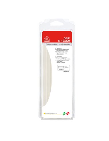 COLLA TERMOFUSIBILE 20cm Ø12mm 280gr TRASPARENTE M 12/200 1196710 RO-MA INCOLLATRICI E COLLA A CALDO