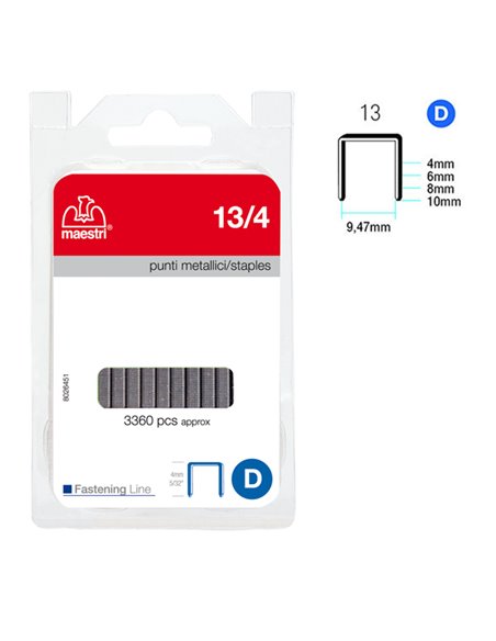 PUNTI 13/4 IN BLISTER DA 3360 P. RO-MA 1110501 RO-MA PUNTI CUCITRICI