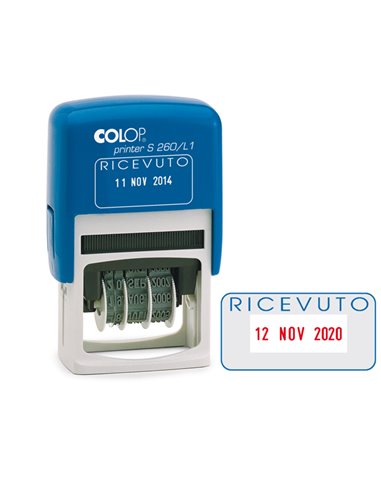 Timbro S260/L1 DATARIO + RICEVUTO 4mm autoinchiostrante COLOP S260L1 COLOP DATARI-NUMERATORI-POLINOMI