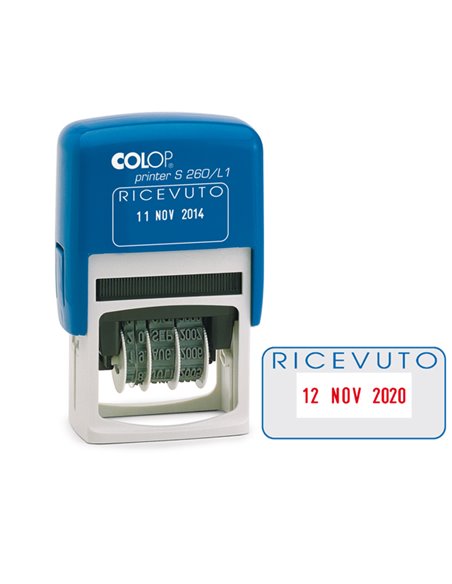 Timbro S260/L1 DATARIO + RICEVUTO 4mm autoinchiostrante COLOP S260L1 COLOP DATARI-NUMERATORI-POLINOMI