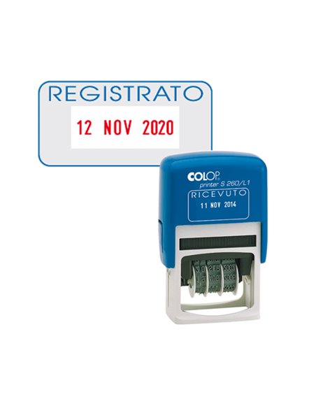 Timbro S260/L3 DATARIO + REGISTRATO 4mm autoinchiostrante COLOP S260L3 COLOP DATARI-NUMERATORI-POLINOMI