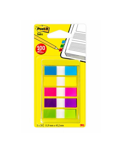 MINISET 100 Post-it® INDEX 683-5CBEU FORMATO MINI 7000101800 POST-IT SEGNAPAGINA-CAVALIERINI-BANDE ADESIVE