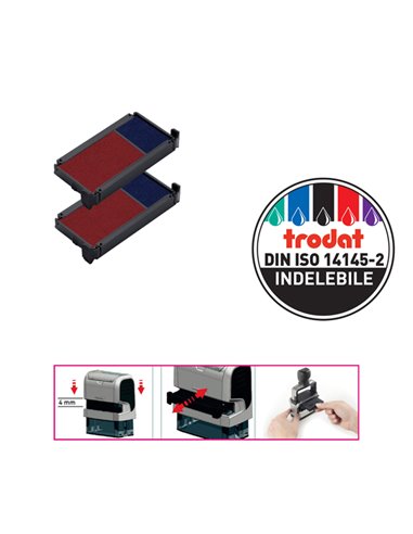Blister da 2 tamponi 6/4912-2 Blu/Rosso Trodat 83541. TRODAT INCHIOSTRO PER TIMBRI-TAMPONI