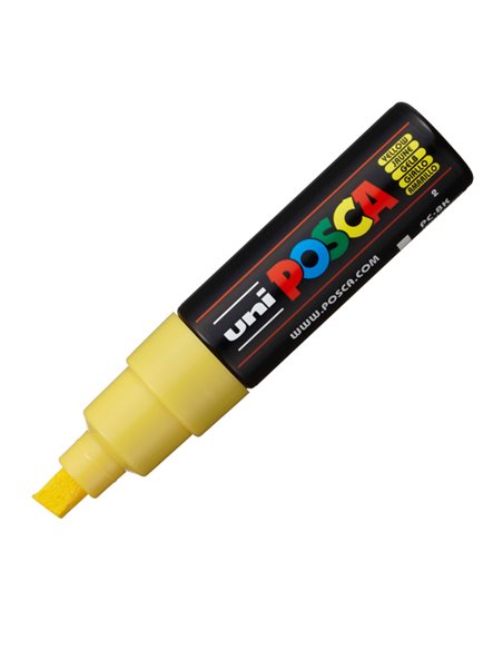 Marcatore UNI POSCA PC8K p.scalpello 8mm giallo UNI MITSUBISHI PC8KG UNI MITSUBISHI A BASE D'ACQUA