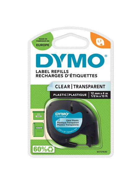 NASTRO IN PLASTICA DYMO LETRATAG 12MMX4M TRASPARENTE 122670 S0721530